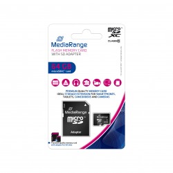 MediaRange Micro SDXC Class 10 With SD Adaptor 64 GB (eXtended Capacity) (MR955)