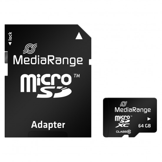 MediaRange Micro SDXC Class 10 With SD Adaptor 64 GB (eXtended Capacity) (MR955)