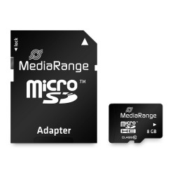 MediaRange Micro SDHC Class 10 With SD Adaptor 8 GB (High Capacity) (MR957)