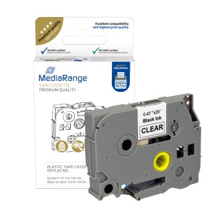 Mediarange Πλαστική Ταινία Ετικετογράφου (Brother TZ-131/TZe-131) 12 mm x 8 m (Μαύρα Γράμματα σε Διάφανο Φόντο) (MRBTZ131)