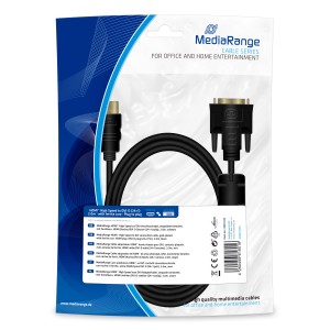 Καλώδιο MediaRange HDMI  to DVI connection, gold-plated, with ferrite core, HDMI plug /DVI-D plug (24+1 Pin), 2.0m, black (MRCS132) Καλώδιο MediaRange HDMI  to DVI connection, gold-plated, with ferrite core, HDMI plug /DVI-D plug (24+1 Pin), 2.0m, black (MRCS132)