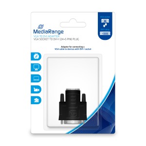 MediaRange VGA to DVI adapter, gold-plated, VGA socket/DVI-I plug (24+5 Pin), black (MRCS172) MediaRange VGA to DVI adapter, gold-plated, VGA socket/DVI-I plug (24+5 Pin), black (MRCS172)
