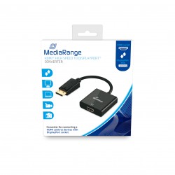 Καλώδιο MediaRange DisplayPort to HDMI High Speed converter, gold-plated, HDMI socket/DP plug, 18 Gbit/s data transfer rate, 20cm, black (MRCS177)