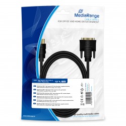 Καλώδιο MediaRange HDMI to DVI connection cable, gold-plated, HDMI plug/DVI-D plug (18+1 Pin), 2.0m, black (MRCS185)