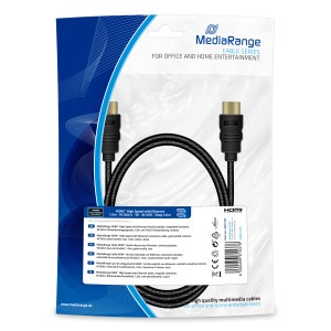 Καλώδιο MediaRange HDMI High Speed with Ethernet connection, gold-plated contacts, 18 Gbit/s data transfer rate, 4K,1.0m, cotton, black (MRCS195) Καλώδιο MediaRange HDMI High Speed with Ethernet connection, gold-plated contacts, 18 Gbit/s data transfer rate, 4K,1.0m, cotton, black (MRCS195)
