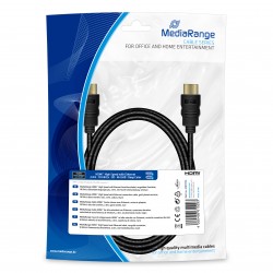 Καλώδιο MediaRange HDMI High Speed with Ethernet connection, gold-plated contacts, 18 Gbit/s data transfer rate, 4K, 2.0m, cotton, black (MRCS196)