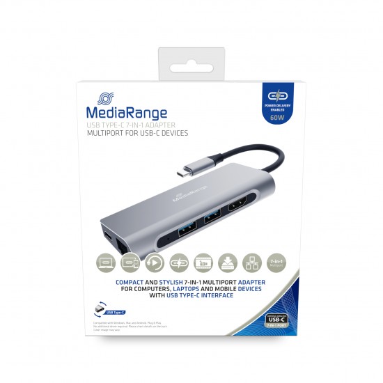 Καλώδιο MediaRange USB Type-C® 7-in-1 multiport adapter, silver (MRCS510)