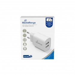 MediaRange 12W charger with two USB-A outputs, white (MRMA114)
