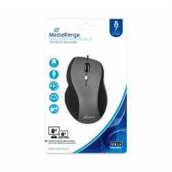 MediaRange Optical Mouse 800, 1200, 1600 and 2400 dpi (Black/Grey, Wired) (MROS202)