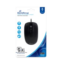 MediaRange Optical Mouse Corded 3-Button 1000 dpi (Black, Wired) (MROS211)