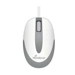 MediaRange Corded 3-button optical mouse 1000 dpi, compact-sized, white/grey (MROS214)