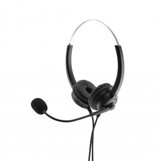 MediaRange Corded stereo headset with microphone and control panel, black (MROS304)