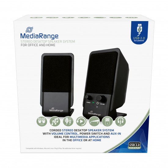 MediaRange Compact desktop Speaker (Black) (MROS352)