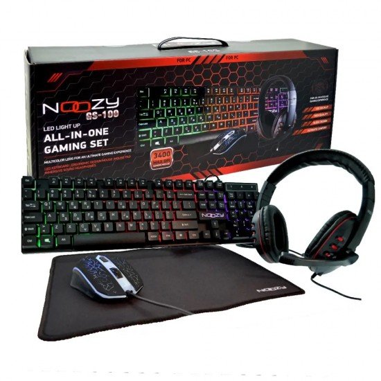 Noozy GS-100 Gaming Set / Gaming Ακουστικά με Μικρόφωνο, 4D Ποντίκι, LED Πληκτρολόγιο και Mousepad