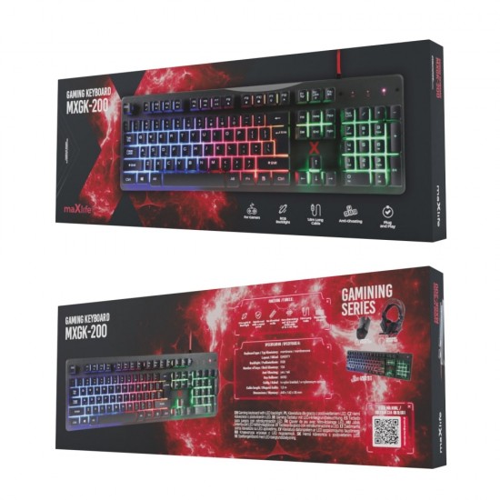 Maxlife Gaming wired keyboard MXGK-200 PL 1.8 m black