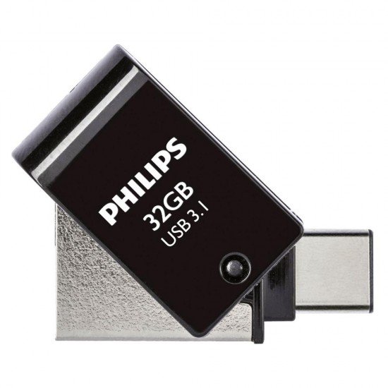 Philips 2-in-1 32GB USB 3.1 Stick με σύνδεση USB-C Μαύρο (PHUSB32G2IN1OTGGU3C)
