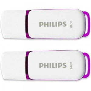 Philips Snow 2-Pack 64GB USB 2.0 Stick Μωβ (FM64FD70D/00)