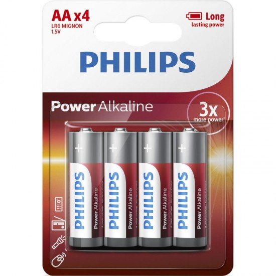 Philips AA Αλκαλικές Μπαταρίες Υψηλής Απόδοσης 1.5V 4pcs (LR6P4B/GRS)