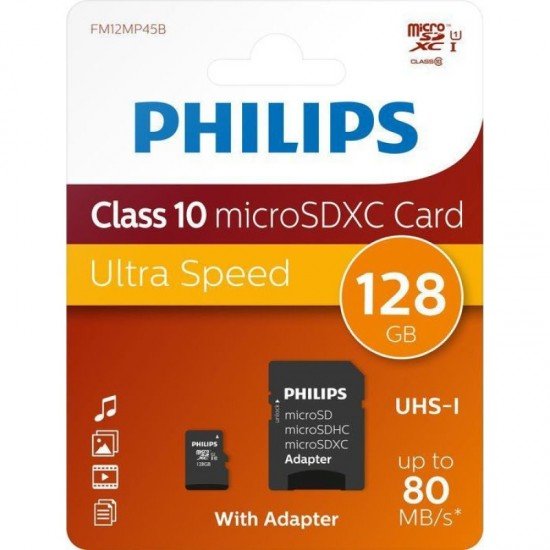 Philips MicroSD+adapter class10 UHS1 128GB