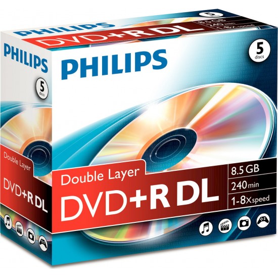 Philips DVD+R 8,5GB DL 8x JEWEL 5 PACK