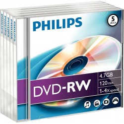 Philips DVD-RW 4,7GB 4x JEWEL P5 PACK ΕΠΑΝΕΓΡΑΨΙΜΟ