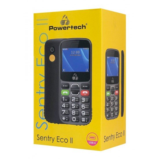 POWERTECH κινητό τηλέφωνο Sentry Eco II, 2.31", dual SIM, με κάμερα, μαύρο