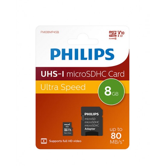 Philips MicroSD+adapter class10 UHS1 8GB