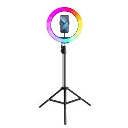 Ring Stream RGB LED ring lamp 12 inches FULL COLOR with phone holder + tripod