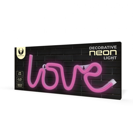 Neon LED LOVE pink Bat + USB FLNEO5 Forever Light