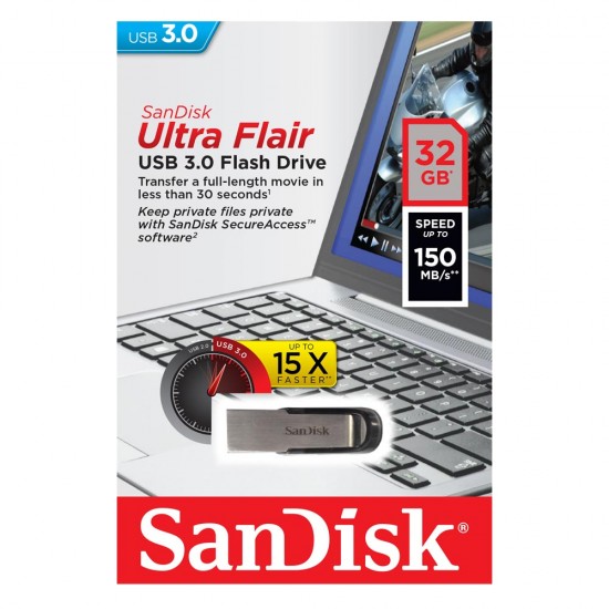 SanDisk pendrive 32GB USB 3.0 Ultra Flair silver