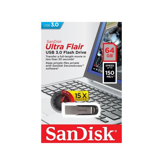 SanDisk pendrive 64GB USB 3.0 Ultra Flair silver