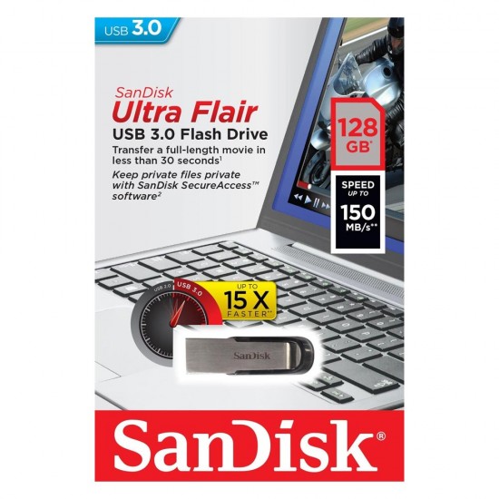 SanDisk pendrive 128GB USB 3.0 Ultra Flair silver