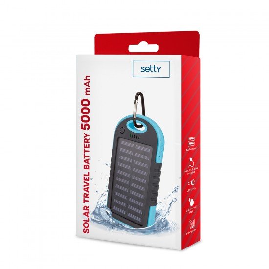 Setty 5000 mAh Solar Power Bank Blue R