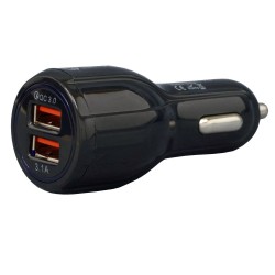 Spacer Car Power Supply 3.1A, 2 x USB, (SP-QC-30)
