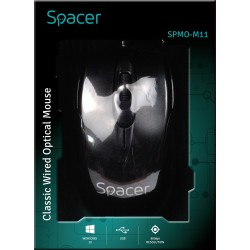 Spacer Wired Mouse, USB, Optical, 800 Dpi, Black, (SPMO-M11)