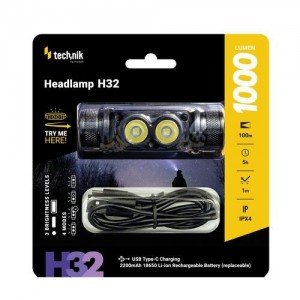 Technik Φακός Κεφαλής H32 με Μπαταρία 1x18650 OSRAM P9 & USB-C 1000lm Technik Φακός Κεφαλής H32 με Μπαταρία 1x18650 OSRAM P9 & USB-C 1000lm