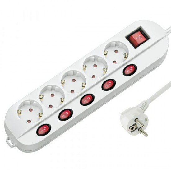 Technik Professional Πολύπριζο 5 Θέσεων 1,5m (1,5mm2) 5+1 Διακόπτης 16A