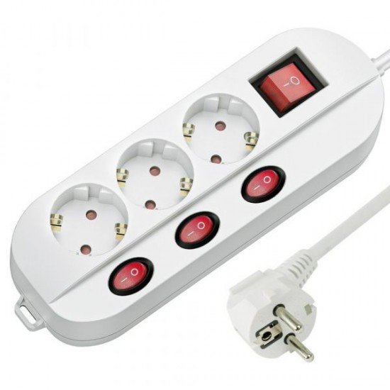 Technik Επαγγελματικό Πολύπριζο 3 Θέσεων με Καλώδιο 1,5m (1,5mm2) και 3+1 Διακόπτες 16A Technik Επαγγελματικό Πολύπριζο 3 Θέσεων με Καλώδιο 1,5m (1,5mm2) και 3+1 Διακόπτες 16A