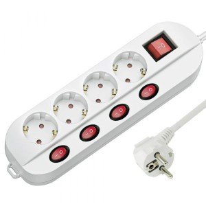 Technik Επαγγελματικό Πολύπριζο 4 Θέσεων με Καλώδιο 1,5m (1,5mm2) και 4+1 Διακόπτες 16A Technik Επαγγελματικό Πολύπριζο 4 Θέσεων με Καλώδιο 1,5m (1,5mm2) και 4+1 Διακόπτες 16A