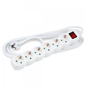 Technik Πολύπριζο 6 Θέσεων 1,5mm2 με Διακόπτη Λευκό 1.5m