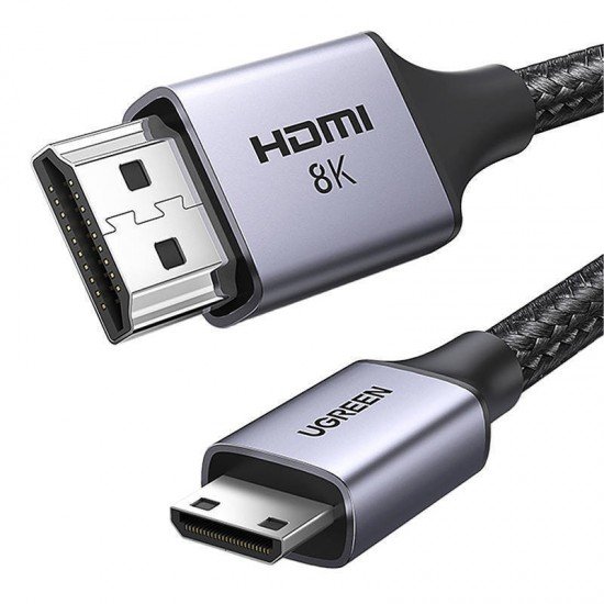 Ugreen HD163 HDMI 2.1 Ultra High Speed 48Gbps 4K 120Hz HDR VRR Cable HDMI male - mini HDMI male 2m Μαύρο