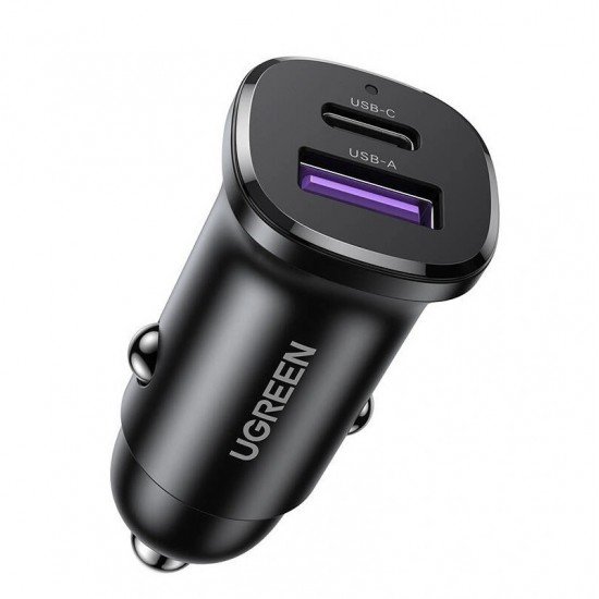 Ugreen EC305 USB-C + USB Car Charger, 30W (Black) 25845