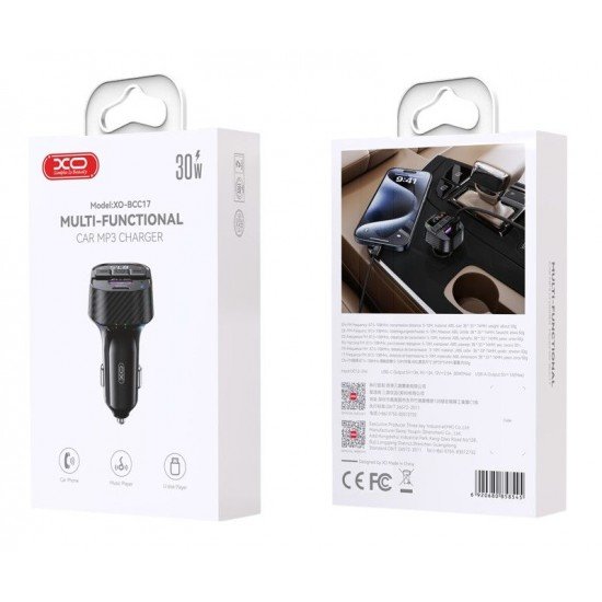 XO BCC17 Smart Bluetooth MP3 A+C Dual Port PD30W Φορτιστής Αυτοκινήτου