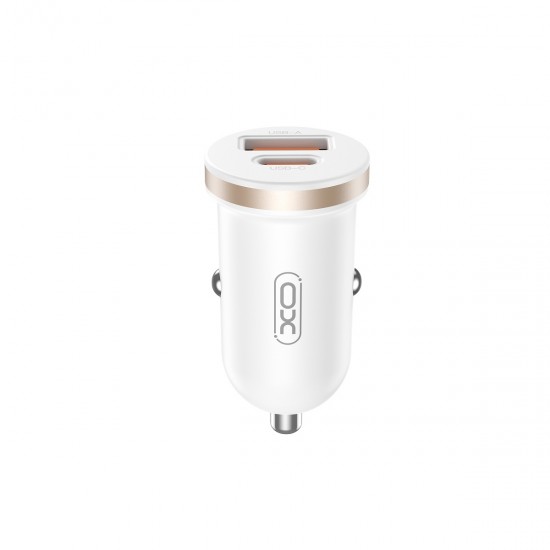 XO car charger CC56 PD 30W QC 1x USB 1x USB-C white