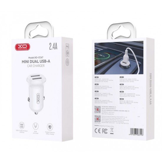 XO CC67 Mini Smart Dual USB Φορτιστής αυτοκινήτου 2.4A