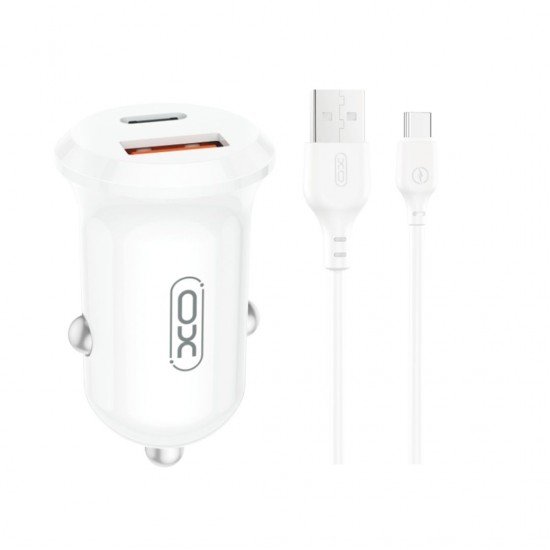 XO CC69 Mini Smart Φορτιστής Αυτοκινήτου A+C 30W + Καλώδιο Type-C