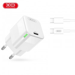 XO CE06 PD 30W 1x USB-C white charger + USB-C - USB-C cable