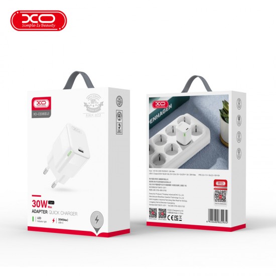 XO CE06 PD 30W 1x USB-C Wall Charger White