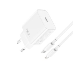 XO CE15 PD 20W 1x USB-C white charger + USB-C - Lightning cable