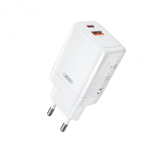 XO CE16 PD 45W Wall Charger 1x USB-C 1x USB White